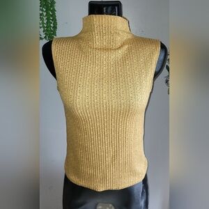 Dynamite Mustard Colored Funnel Neck Sleeveless Top S